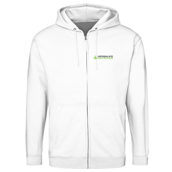 Biela mikina so zipsom s farebným logom