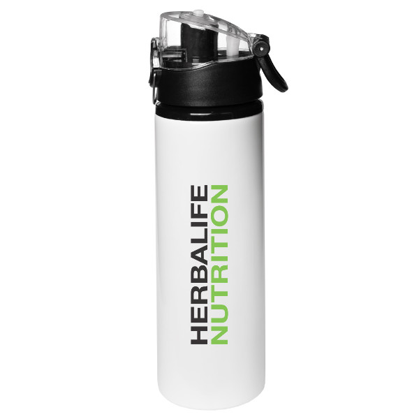 Bílá lahev s barevným logem 