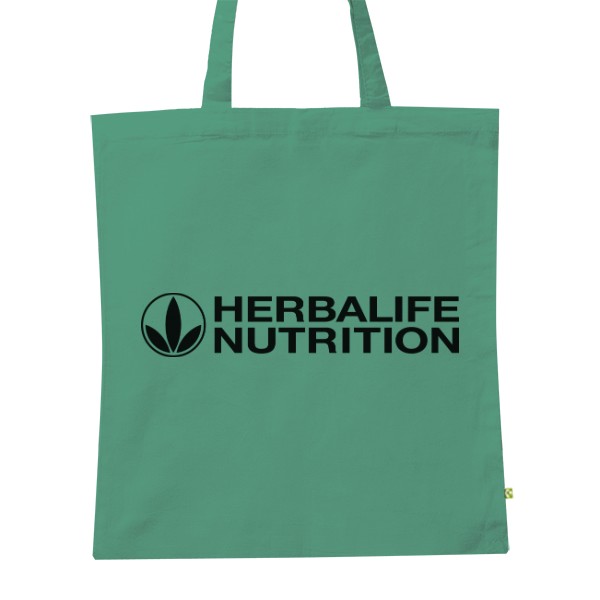 Bio mentolová plátěná taška s černým logem 