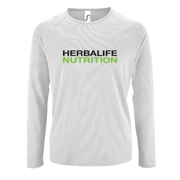 Pánské bílé funkční triko s dlo rukávem a barevným logem 